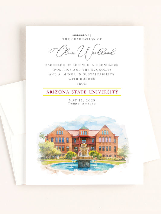 Arizona State University Graduation Announcements | ASU Grad Cards (Set of 25)