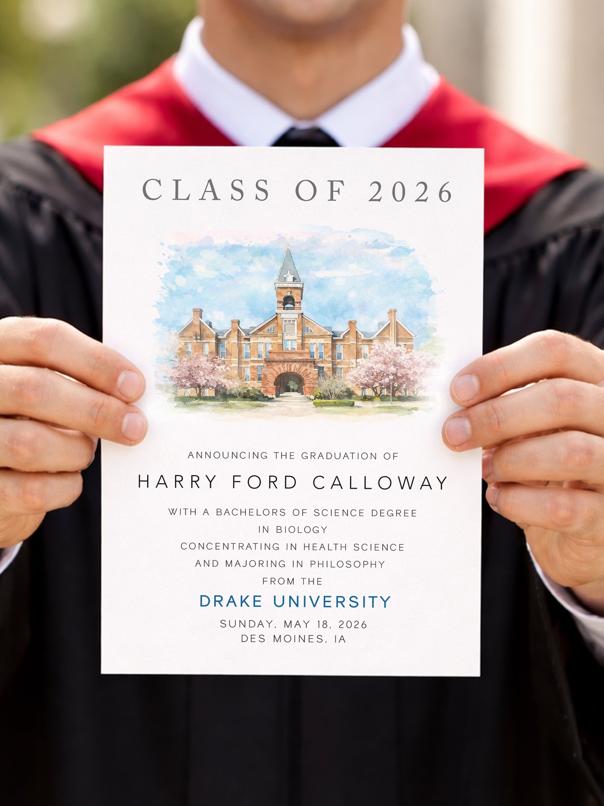 college grad announcement cards Drake University Graduation Announcements – Personalized Drake Grad Ca – DadsGrads