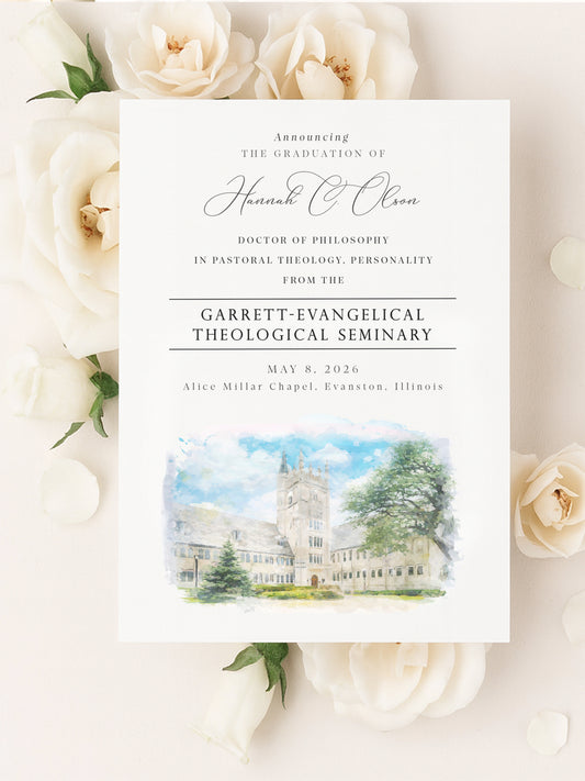 Garrett–Evangelical Theological Seminary graduation announcement
