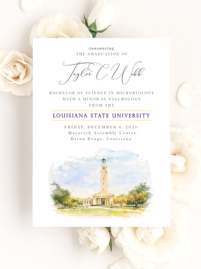 Louisiana State University Graduation Announcements | LSU Grad Cards (Set of 25)