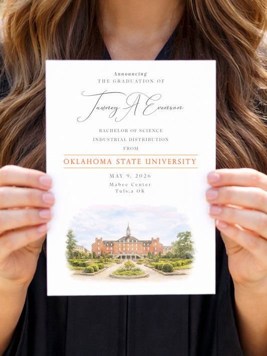 Oklahoma state university grad announcement
