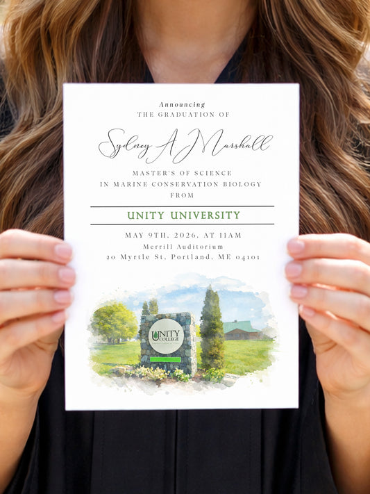 Unity University Graduation Announcements | Unity Grad Cards (Sold in Sets of 25)