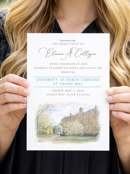 UNC Chapel Hill Graduation Announcements, UNC Custom Grad Announcement Cards (Set of 25)