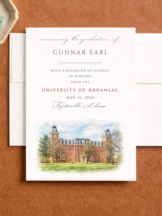 University of Arkansas Graduation Announcements – Custom Grad Cards (Set of 25)