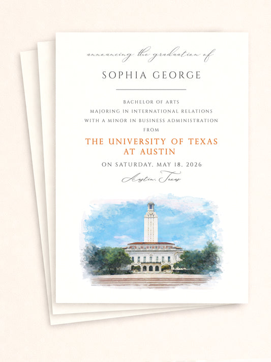 University of Texas at Austin Graduation Announcements – Austin Grad Cards (Set of 25) – UTA Class of 2026(Set of 25)